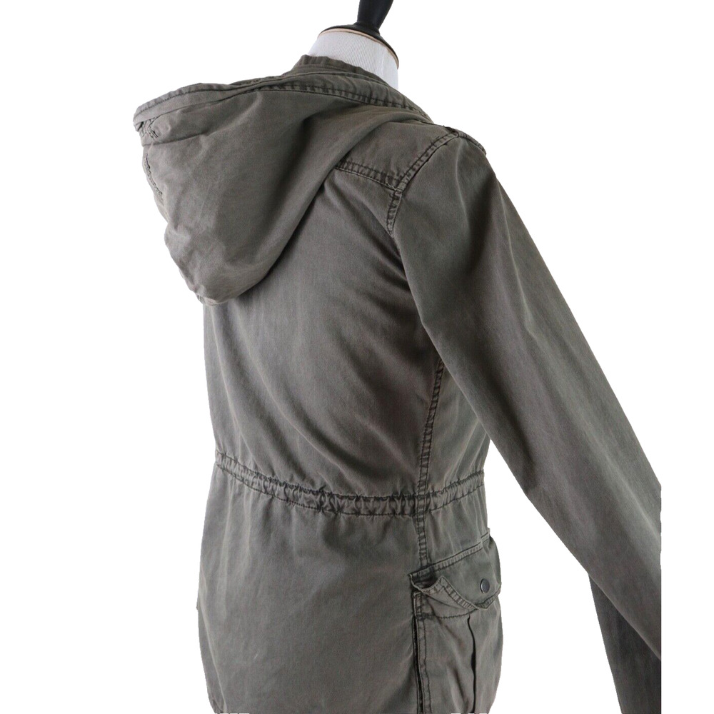 Blanc Noir Size M Hooded Cargo Jacket Full Zip Utility Army Green - Picture 6 of 11
